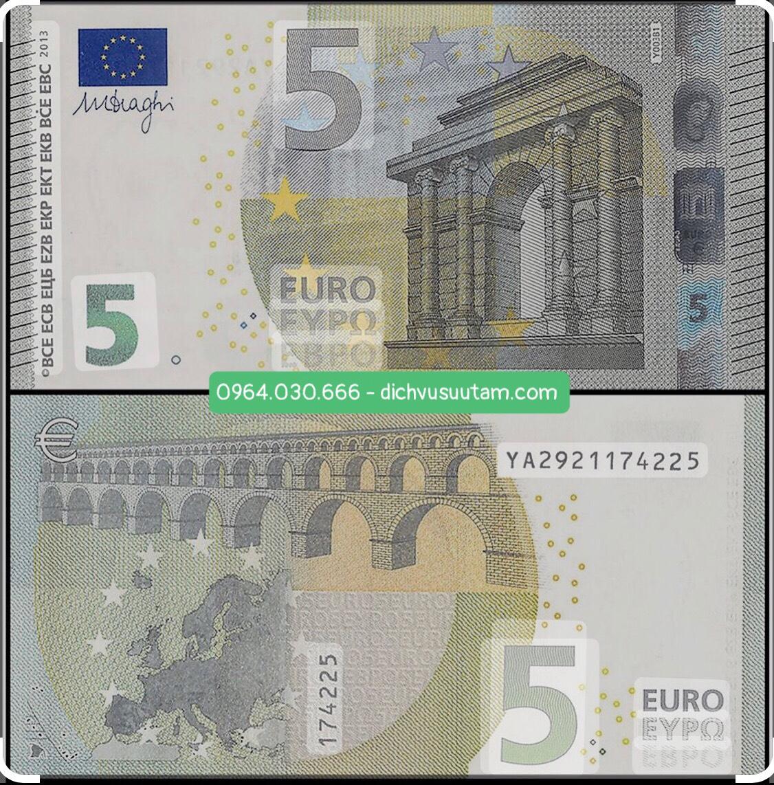 Sưu tầm/biếu tặng/phong thủy 5 đồng Euro, mới 90%