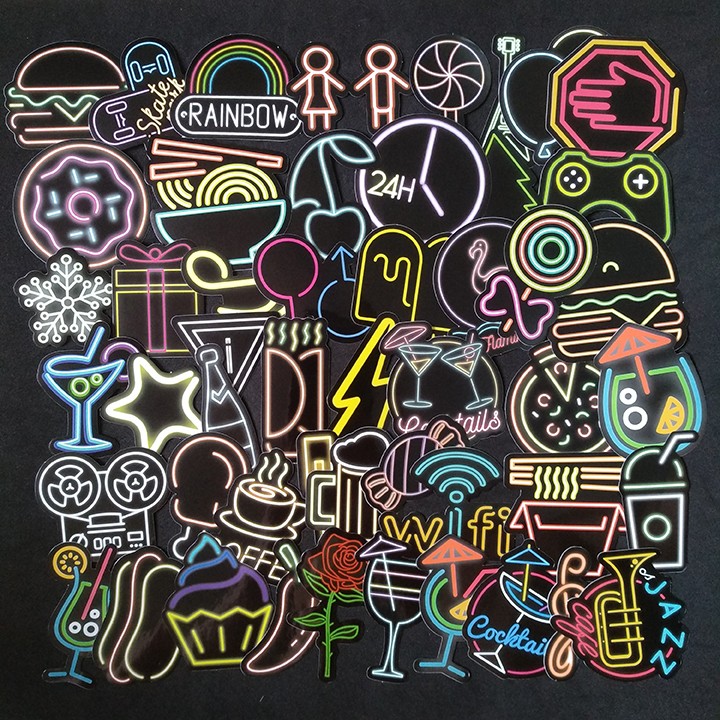 Bộ 50 sticker trang trí mũ bảo hiểm, balo, máy tính nhiều chủ đề - chống trầy