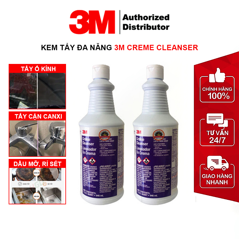 Dung dịch tẩy ố kính xe Ô Tô, vảy cá trên vách kính, tẩy rỉ  sét inox, vệ  sinh bồn tắm  3M 946ml