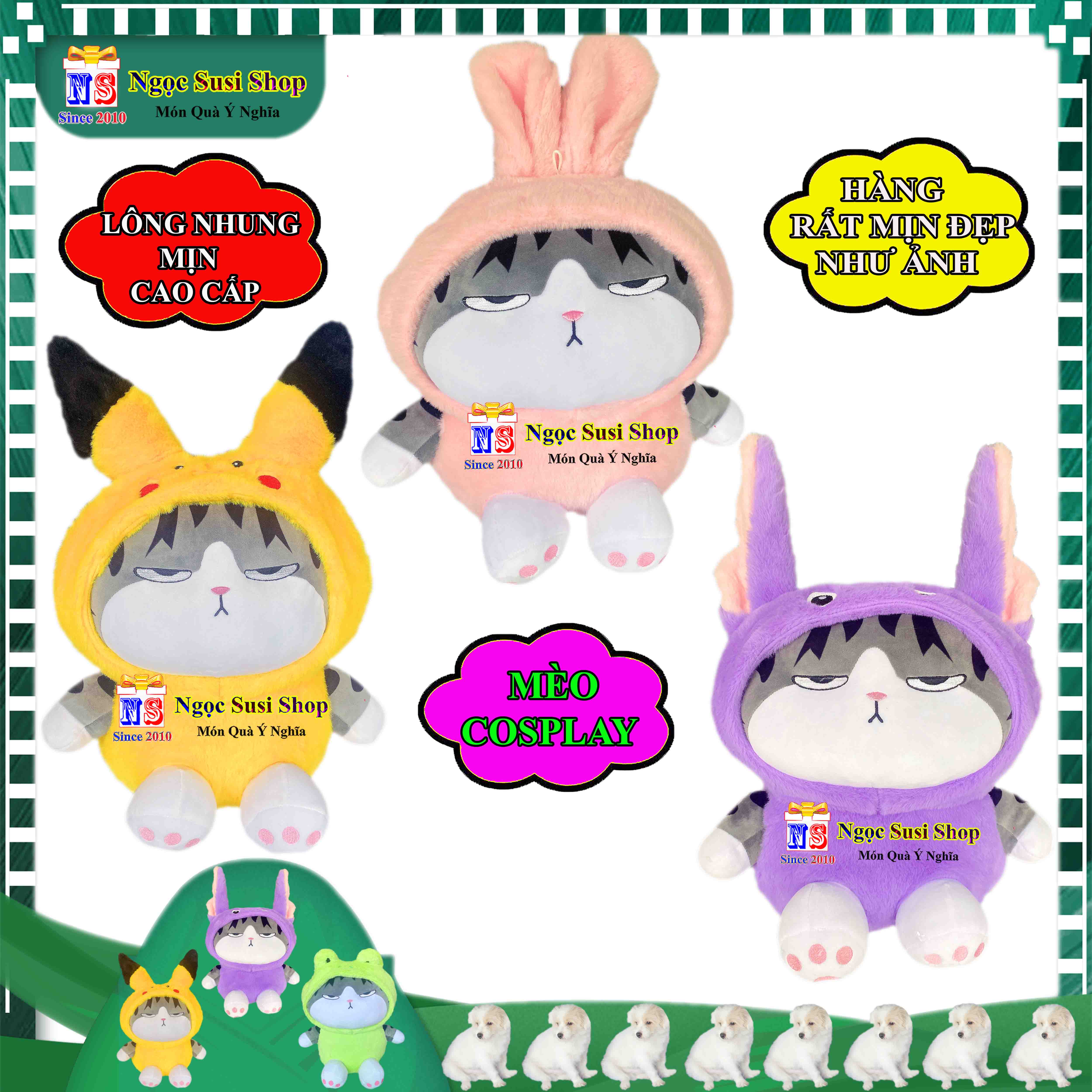 GẤU BÔNG HÌNH CON MÈO COSPLAY SIÊU MỀM MỊN CAO CẤP ÔM NGỦ DÙNG LÀM QUÀ TẶNG TRANG TRÍ