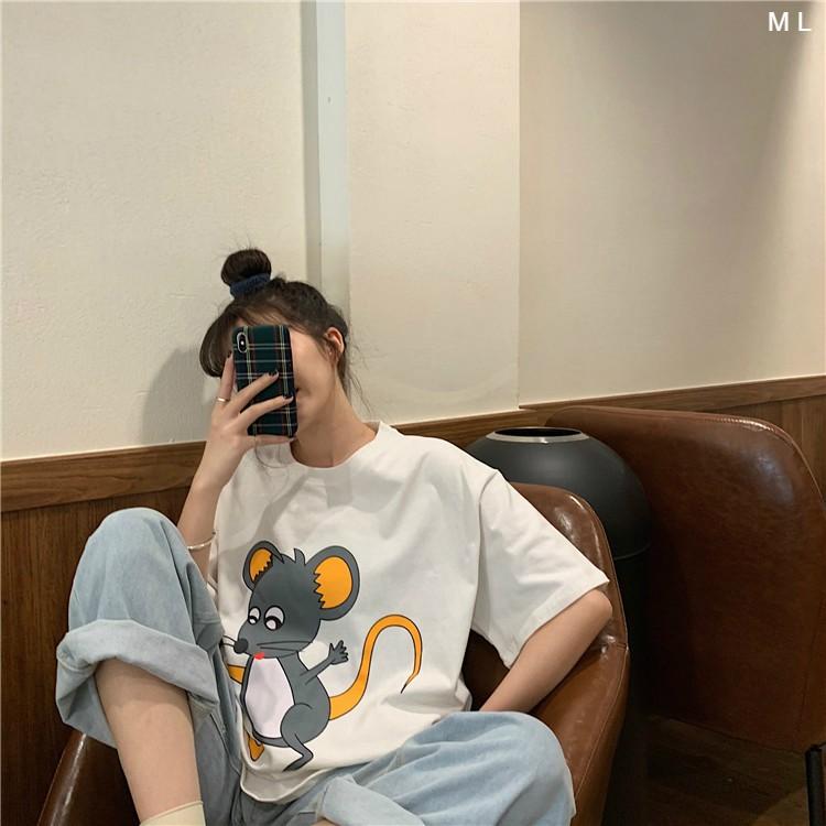 Áo thun tay lỡ form rộng in CHUỘT ulzzang couple nam nữ UNISEX