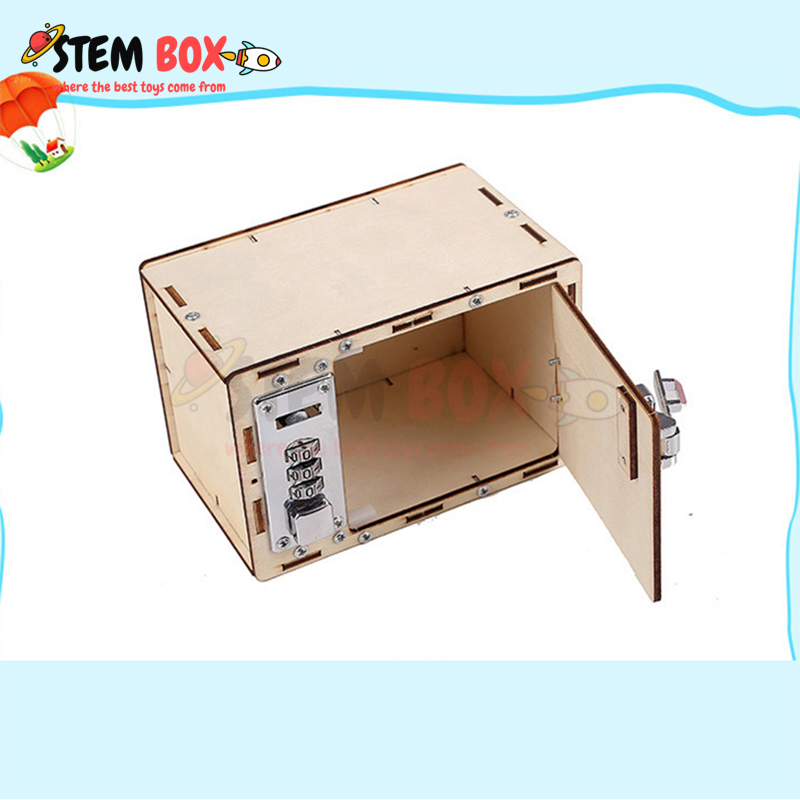 Đồ chơi trí tuệ bộ lắp ghép két sắt mini bằng gỗ - Trò chơi DIY STEM BOX