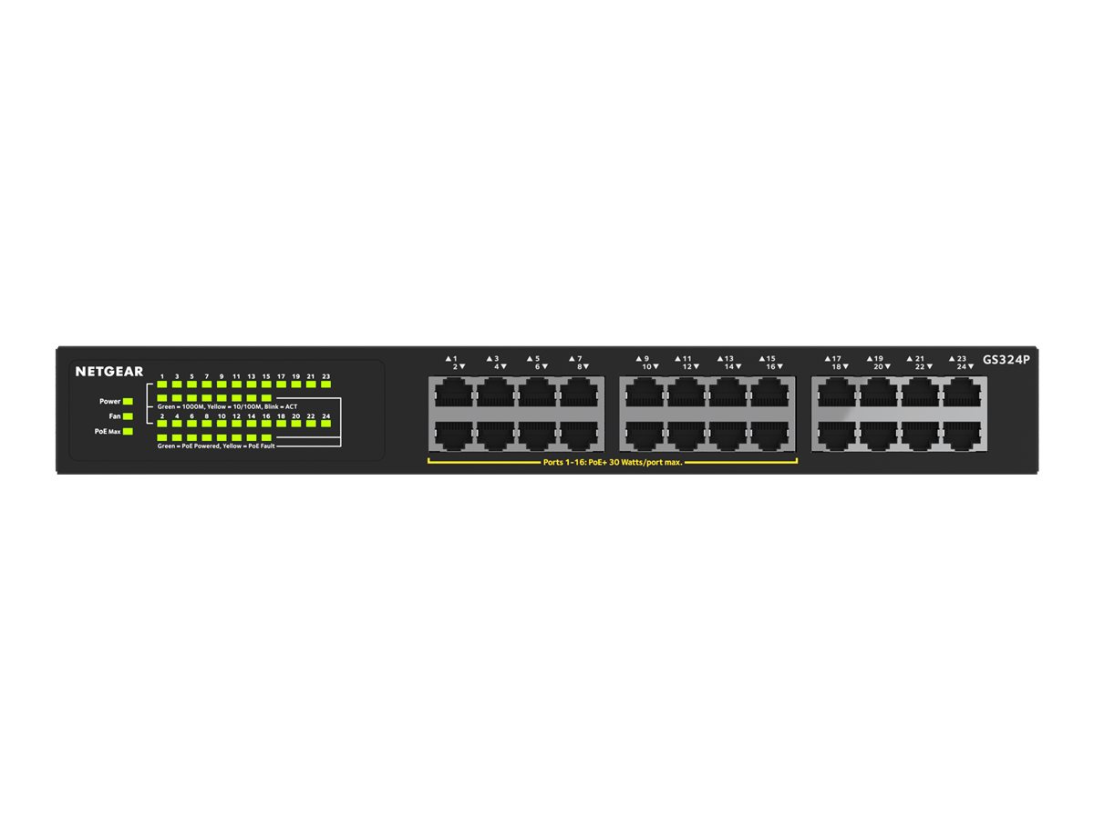 Bộ Chia Mạng Để Bàn 24 Cổng 10/100/1000M Với 16 Cổng PoE Gigabit Ethernet Unmanaged Switch Netgear GS324P - Hàng Chính Hãng