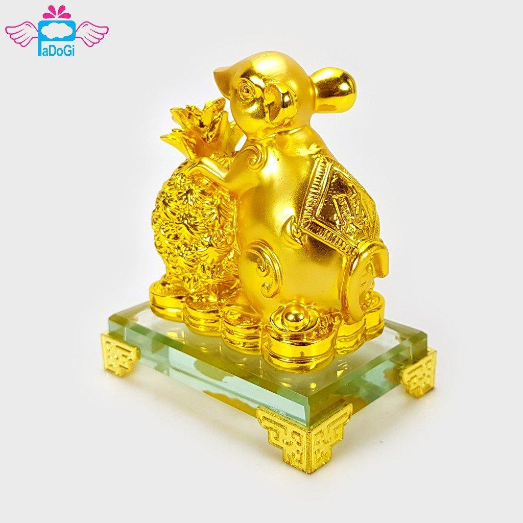 Tượng Chuột Mạ Vàng Ôm Trái Thơm