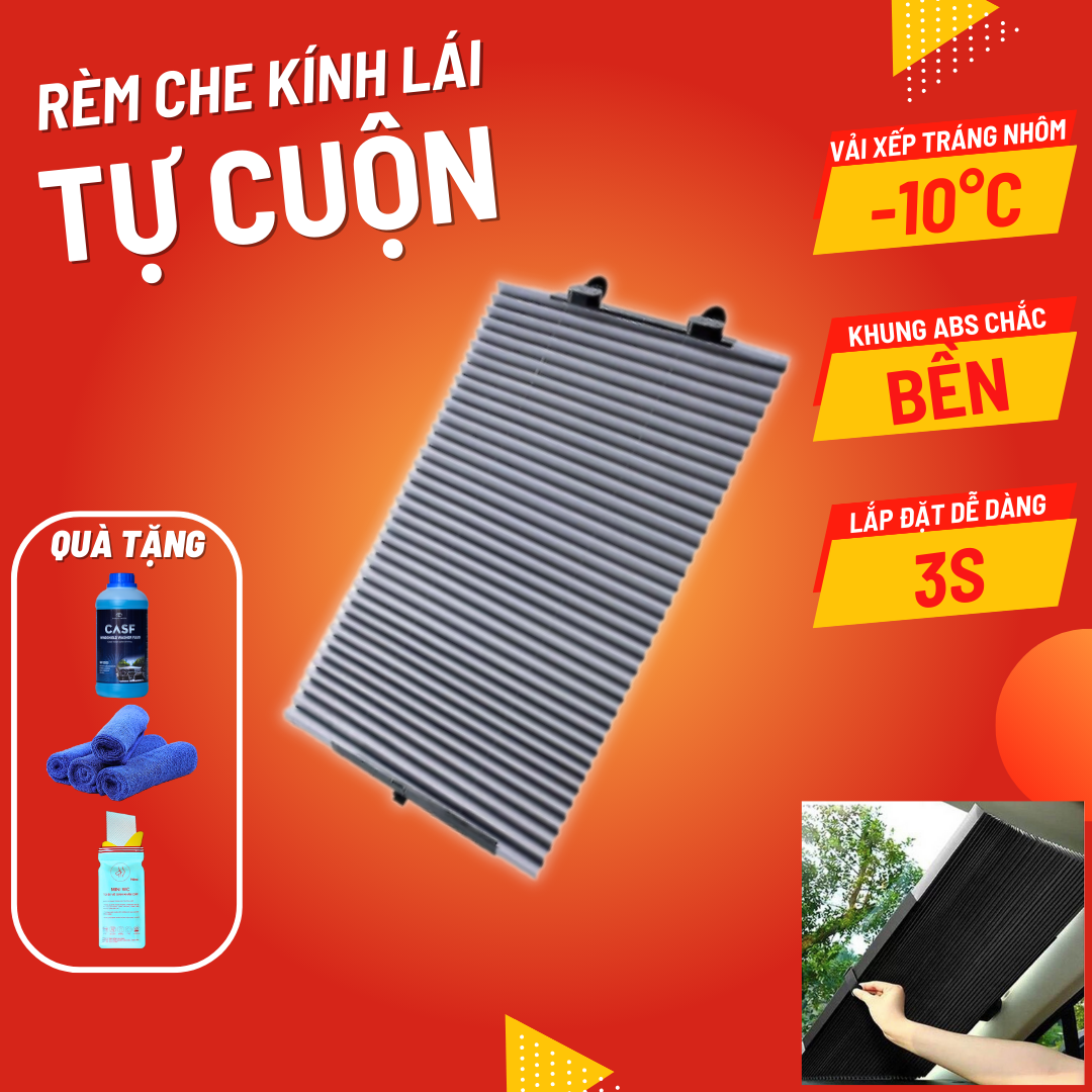 Rèm che nắng ô tô - Size 70cm - Rèm che nắng ô tô tự cuốn linh động cao cấp cho các loại xe.