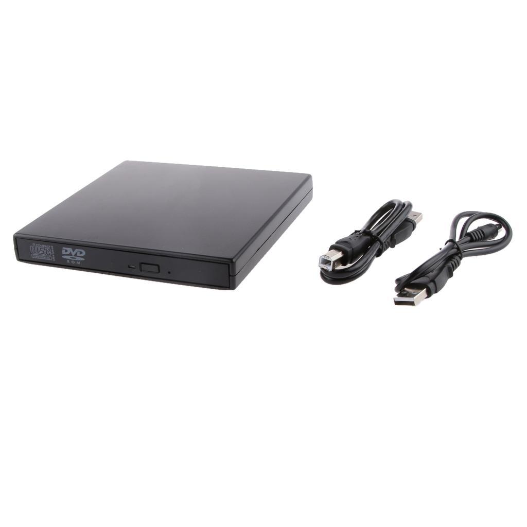 2x USB External DVD CD-R/RW CD-ROM DVD-ROM Drive For Laptop Notebook Black