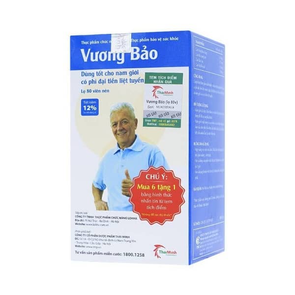 Thực phẩm bảo vệ sức khoẻ VƯƠNG BẢO lọ 80 viên Ngăn ngừa và hạn chế sự phát triển của khối phì đại tiền liệt tuyến