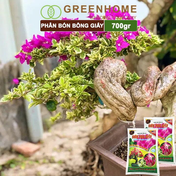 Phân bón hoa Giấy, bao 700gr, hữu cơ, giúp thân cứng cáp, ra bông nhiều, lâu tàn | Greenhome