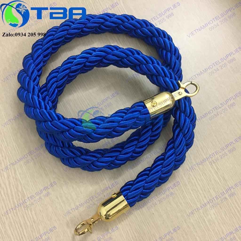 Dây thừng bện màu xanh móc khóa vàng cho trụ chắn inox dây trùng nhập khẩu cao cấp