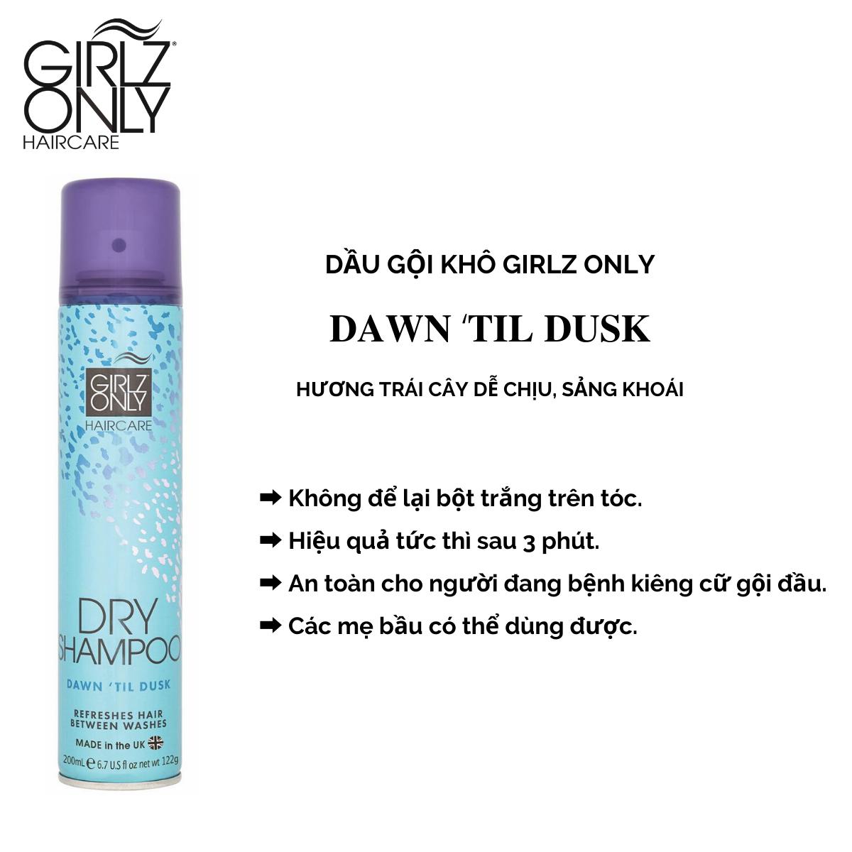 DẦU GỘI KHÔ GIRLZ ONLY 200ML, BỒNG BỀNH CHO TÓC BẾT, CÓ HƯƠNG THƠM, 5 PHÂN LOẠI, HÀNG CHÍNH HÃNG