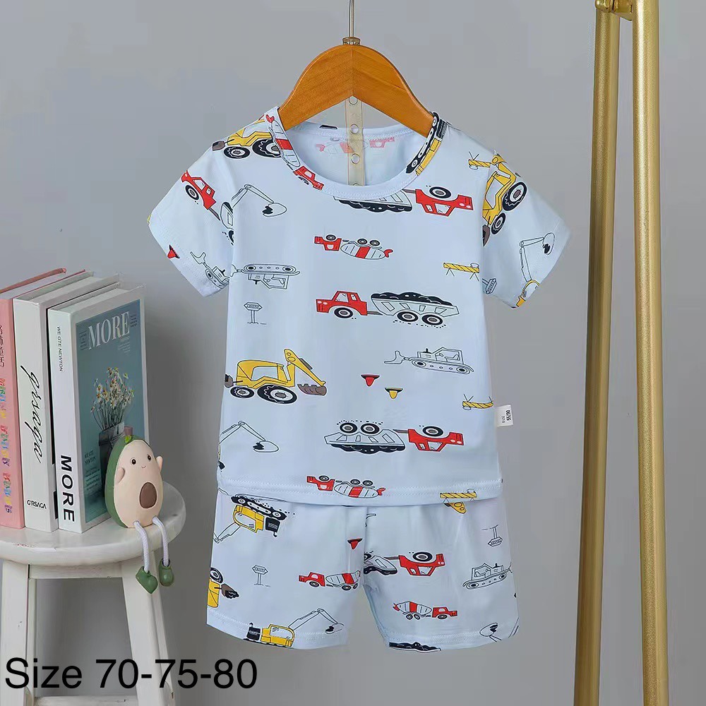 Đồ bộ bé trai - Bộ thun Cotton Quảng Châu xuất Hàn cho bé trai từ 15-25kg