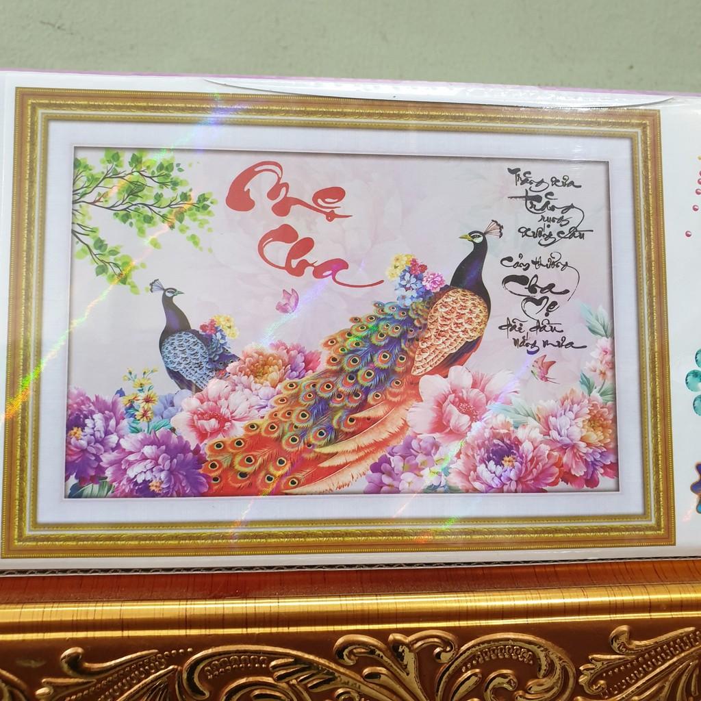 Tranh Đính Đá CHA MẸ (ĐÁ ABC CAO CẤP). Kích Thước: 75cm x 50cm