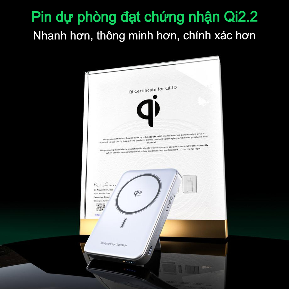 Pin dự phòng sạc không dây Choetech B760 công suất 45W tích hợp chân đỡ nhỏ gọn tiện lợi (Hàng chính hãng)