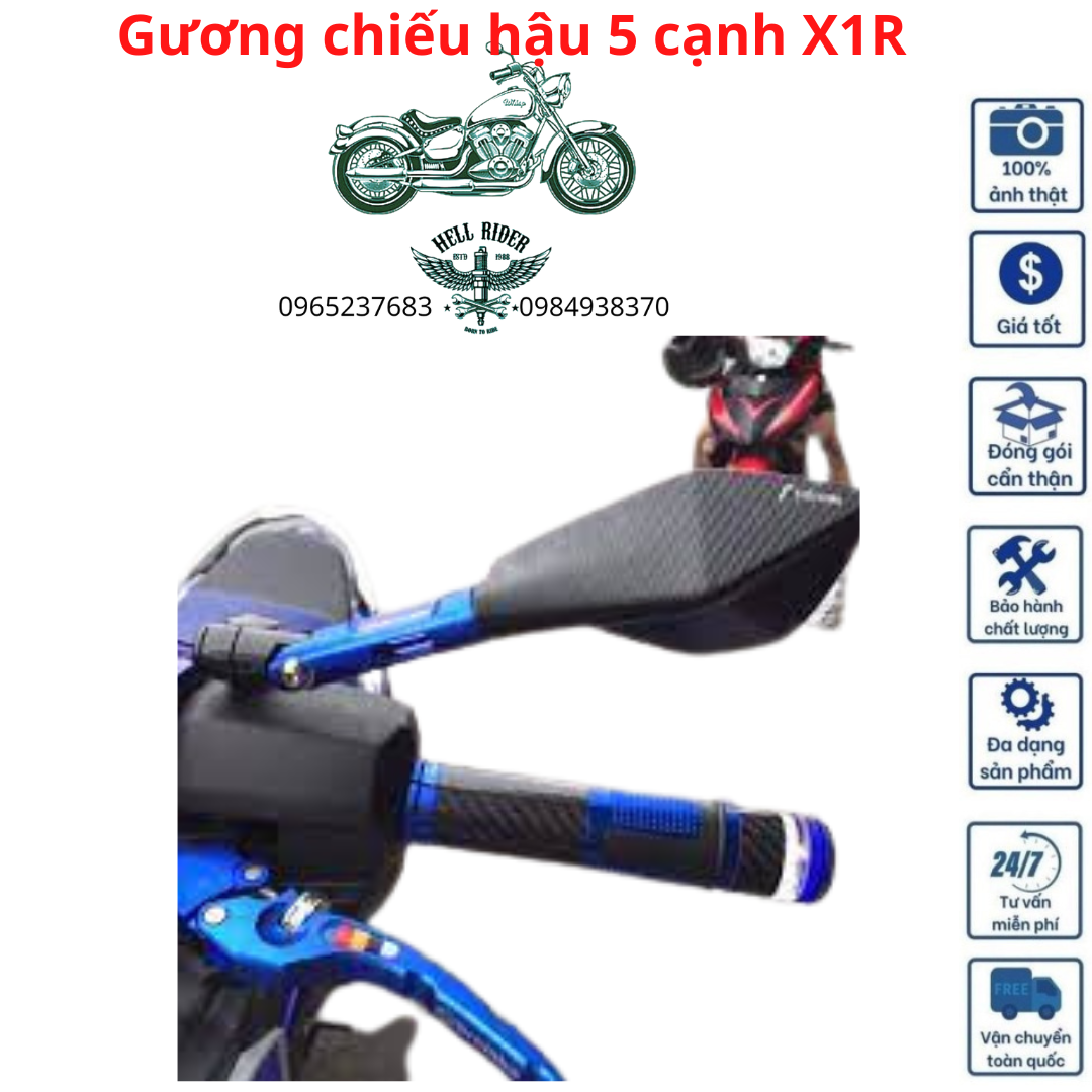 Gương 5 Cạnh  Rizoma thời trang Gắn Xe Máy có thể gập vào mặt đồng hồ xe