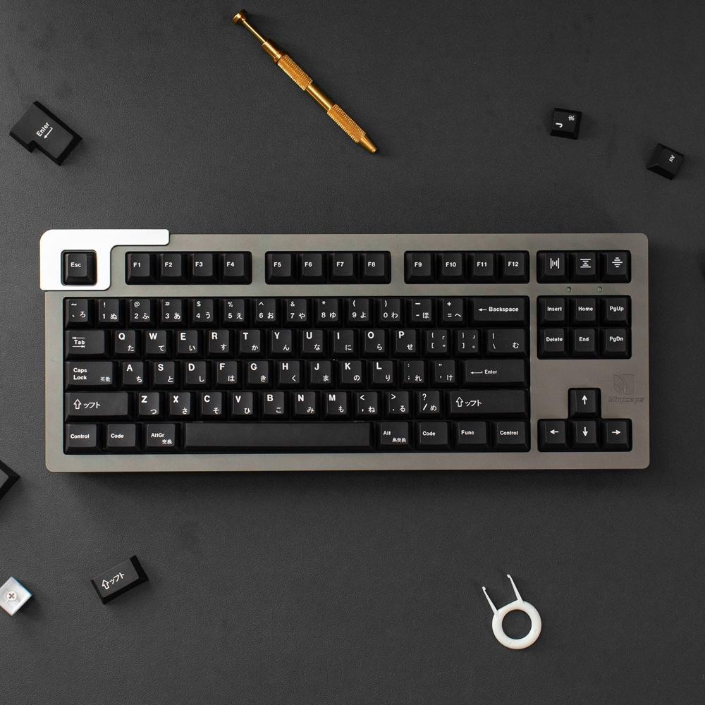 Minimalist black japanese  keycaps cherry profile Dye-Sublimation PBT keycap 138 keys