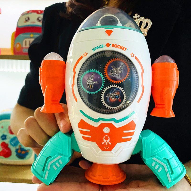 Đồ chơi Robot chạy pin tàu vụ trụ nhún nhảy có phi hành gia, giải trí cho bé