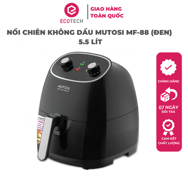 Nồi Chiên Không Dầu MUTOSI MF-88 (ĐEN) 5.5 LÍT - Hàng Chính Hãng