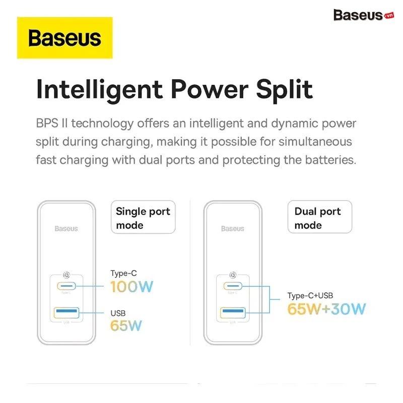 Sạc Nhanh Công Suất Cao Baseus GaN5 Pro Fast Charger C+U 100W Kèm Cáp C to C ( Hàng Chính Hãng)