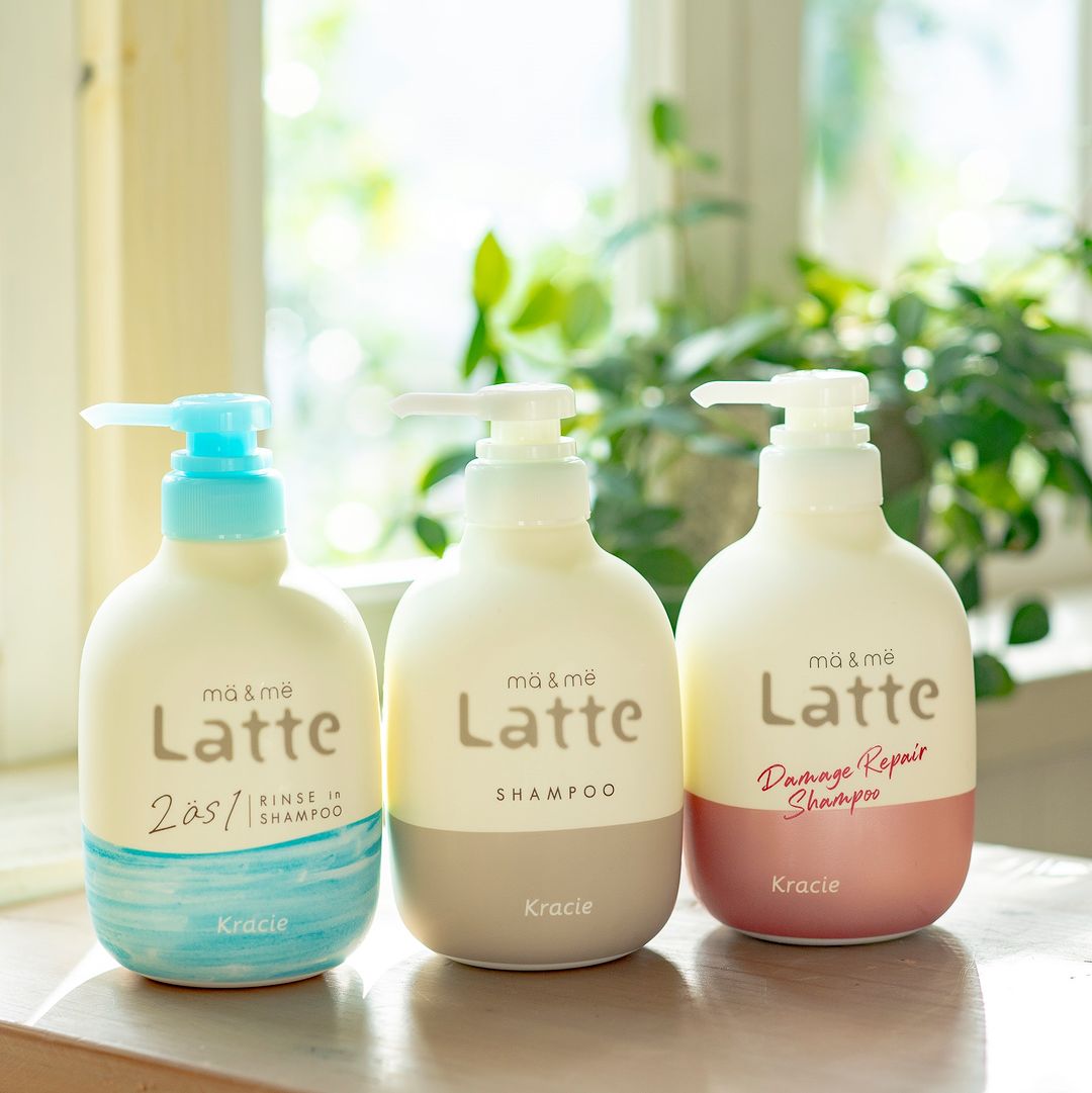 Dầu Gội 2 Trong 1 Dành Cho Cả Gia Đình Kracie Ma & Me Latte 2 In 1 Rinse In Shampoo 490 mL