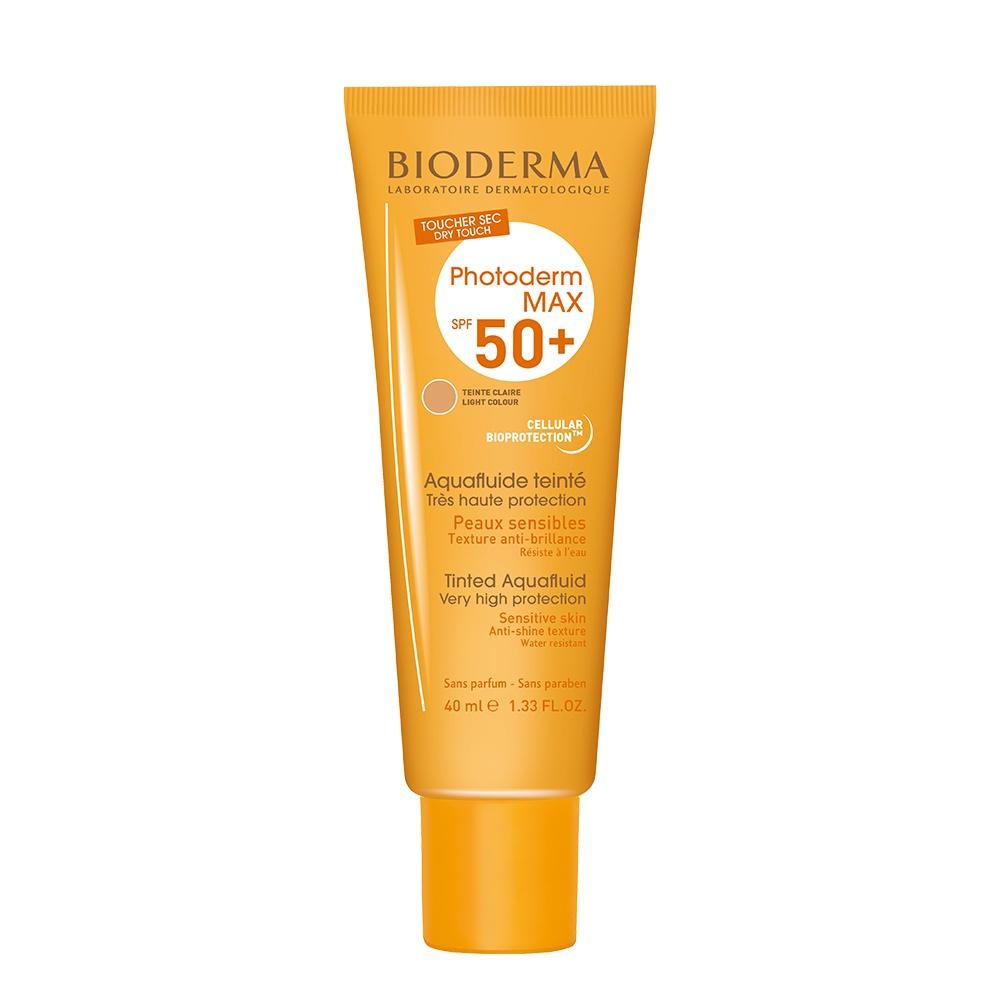 Kem Chống Nắng Bioderma Hỗ Trợ Giảm Bóng Nhờn Photoderm Max Aquafluide Teinte Claire SPF50+ 40ml (Có Màu)