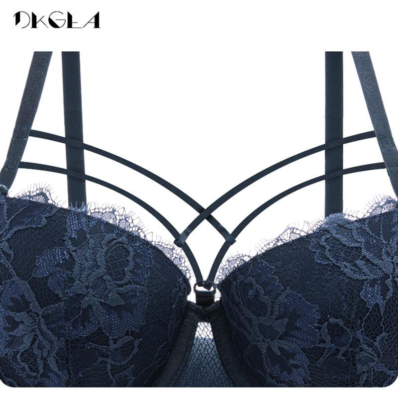 Mới Đầu Bộ Đồ Lót Sexy Xanh Áo Lót Cotton Áo Nữ Áo Lót Nữ Phối Ren Thêu Push Up Bra Quần Lót Bộ Sâu V Tập Hợp