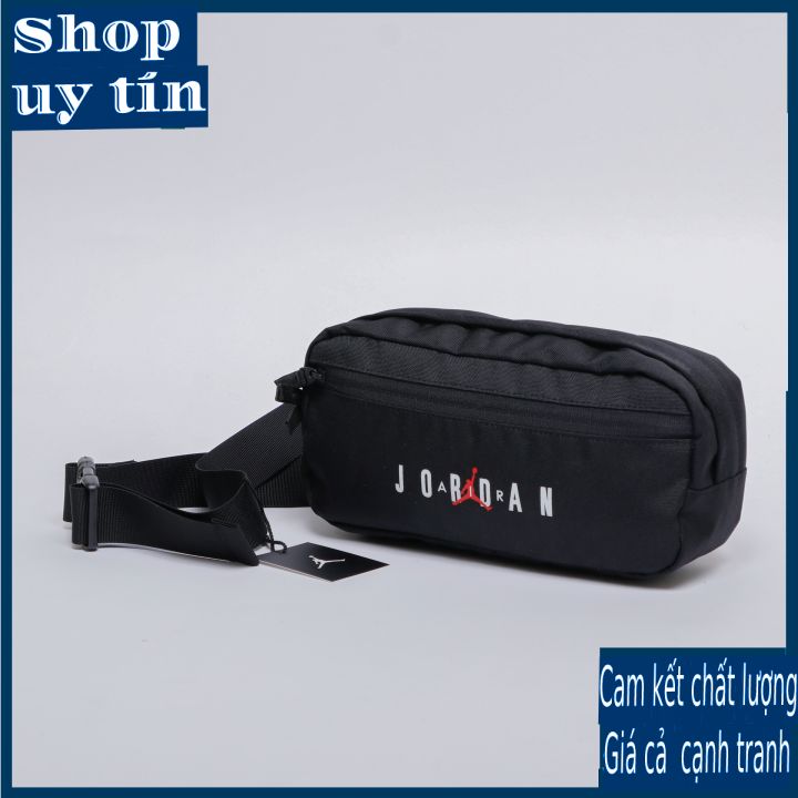 Freeship - TÚI ĐEO CHÉO JOR.DAN JUMPMAN BLACK WAIST BAG CHỐNG THẤM 2 NGĂN KHÓA KÉO