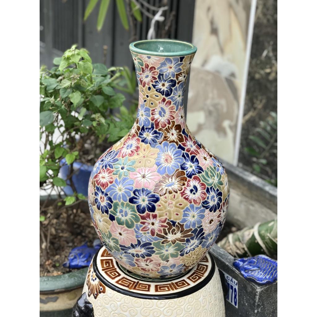 BÌNH BÁCH HOA 51CM GỐM SỨ THỦ CÔNG NAM BỘ TDM CẮM BÔNG TRANG TRÍ DECOR