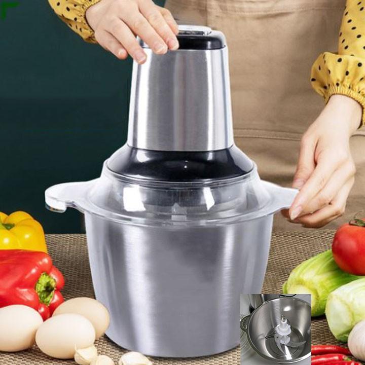 Máy Xay Thịt Cối Inox Vouller Dung Tích 2L, Máy Xay Đa Năng 4 Lưỡi Có Thể Dùng Xay Hành Tỏi, Xay Tiêu Hoặc Các Loại Thực Phẩm - Hàng Chính Hãng