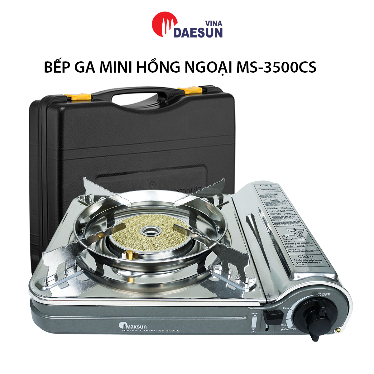 Bếp Ga Mini Hồng Ngoại Maxsun MS-3500CS - Công Suất 1500W | Đầu Đốt Sứ Hồng Ngoại | Bảo Hiểm Chống Nổ | Hàng Chính Hãng