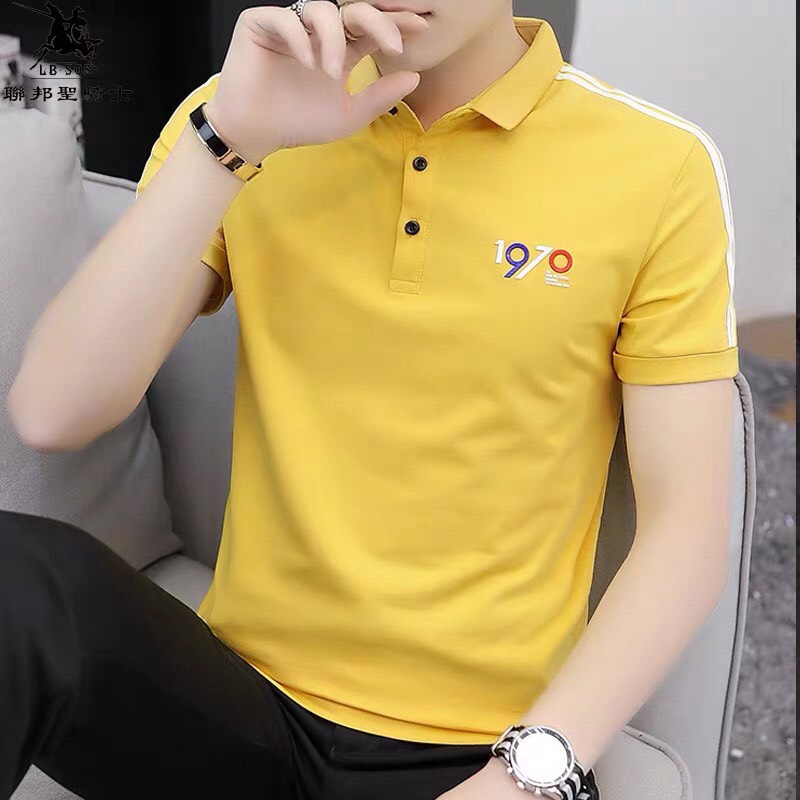 Áo thun nam có cố tay ngắn chất vải Thun Cotton 100% mềm mịn co giãn thoáng mát - ATN1975