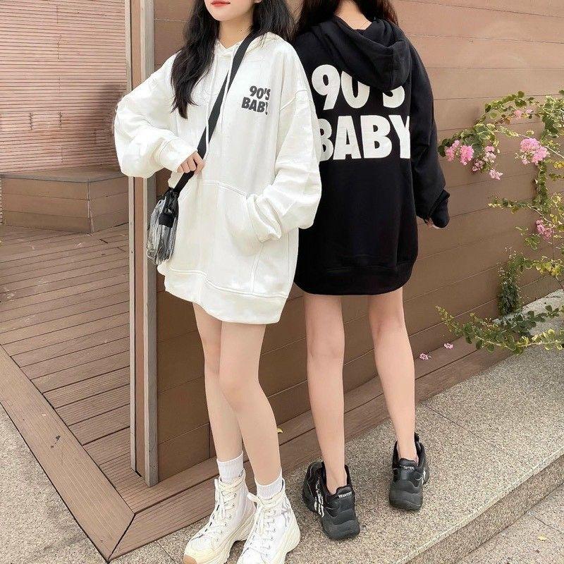 Áo khoác hoodie in 90's BABY chữ nổi form rộng full zip kéo,Áo khoác thu đông Nỉ nón to 2 lớp cao cấp unisex nam nữ