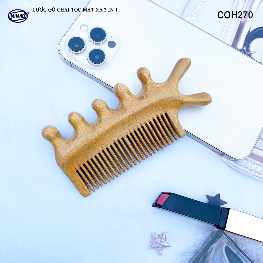 Lược Gỗ Thơm Massage Đa Năng HAHANCO Mát Xa Bấm Huyệt Chăm Sóc Toàn Thân - COH270