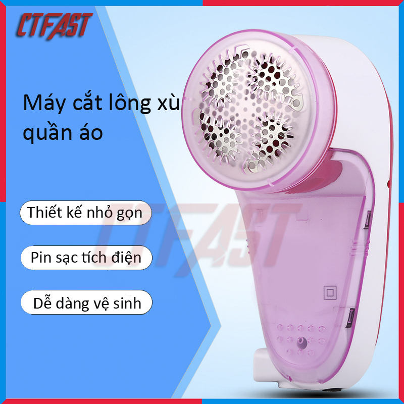 Máy cắt lông xù và hút bụi quần áo CTFAST-LK618 thiết kế nhỏ gọn, pin sạc tích điện, tặng kèm lưỡi dao thay thế