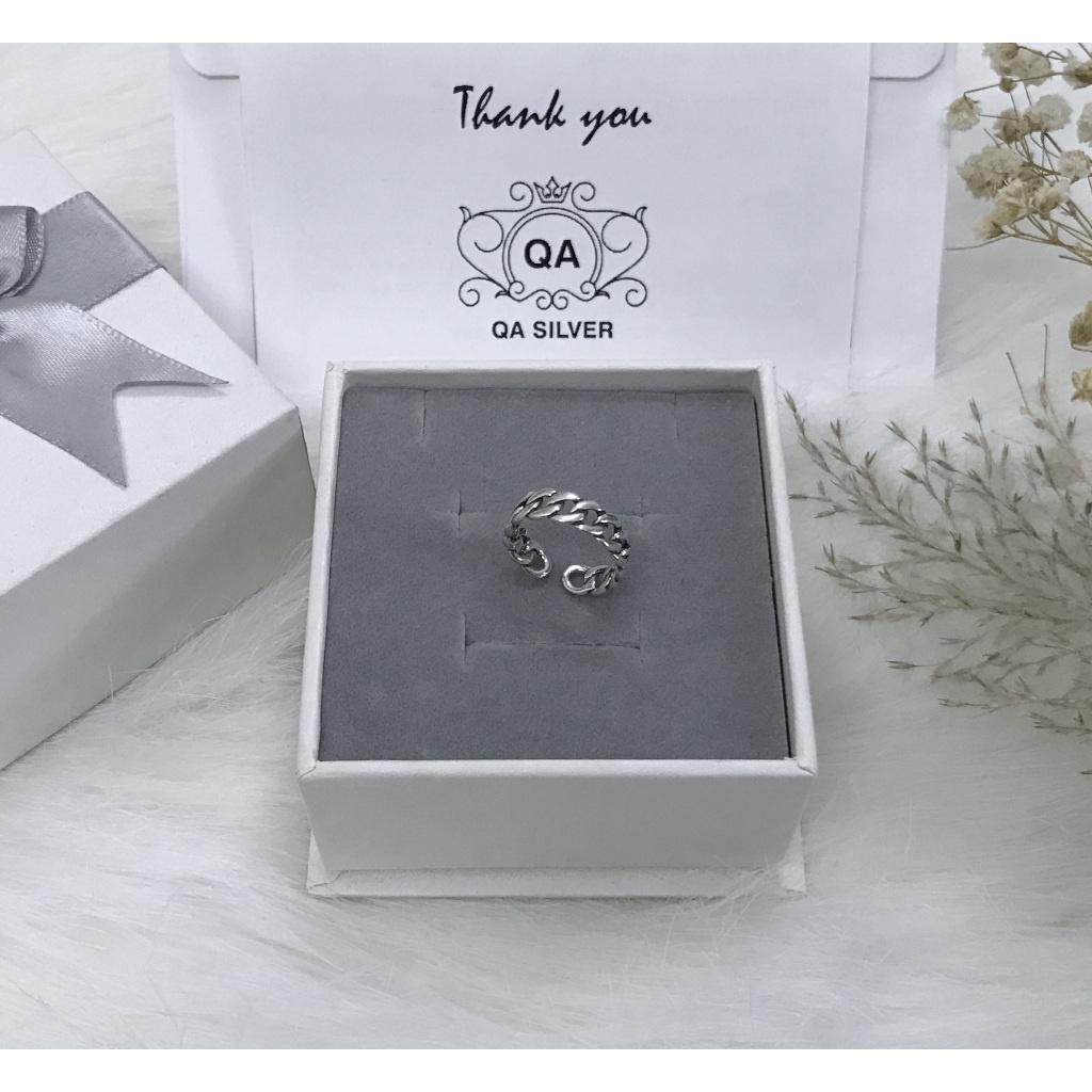 Nhẫn bạc thái mắt xích nam nữ hở tối giản S925 RETRO Silver Ring QA SILVER RI200404