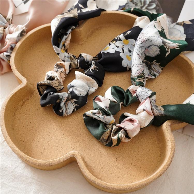 Cột Tóc Nơ Scrunchies Thắt Nút Hoa Tam Tam Giác Chất Liệu Voan Mềm Mại Thanh Lịch HOT TREND  - Mã DT012