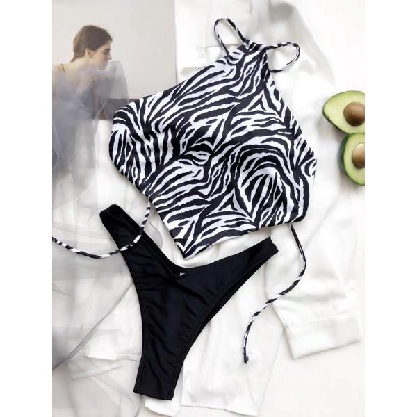 B76714 - Bikini Yếm Hoạ Tiết Ngựa Vằn Độc Đáo - Đồ Bơi Phong Cách Âu Mỹ Gợi Cảm
