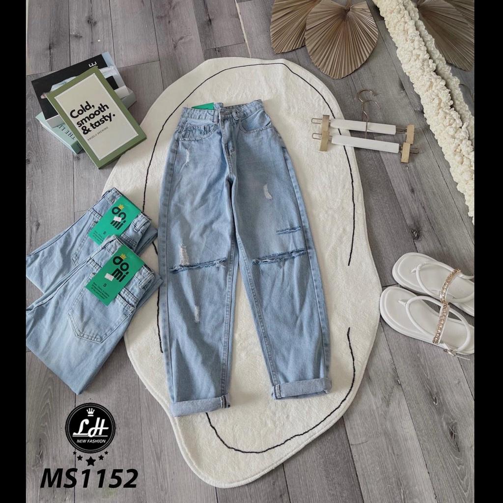 Quần bò baggy màu xanh rách to nữa ống  ngang gối cực xịn cho nàng  Lê Huy fashion Ms 11258