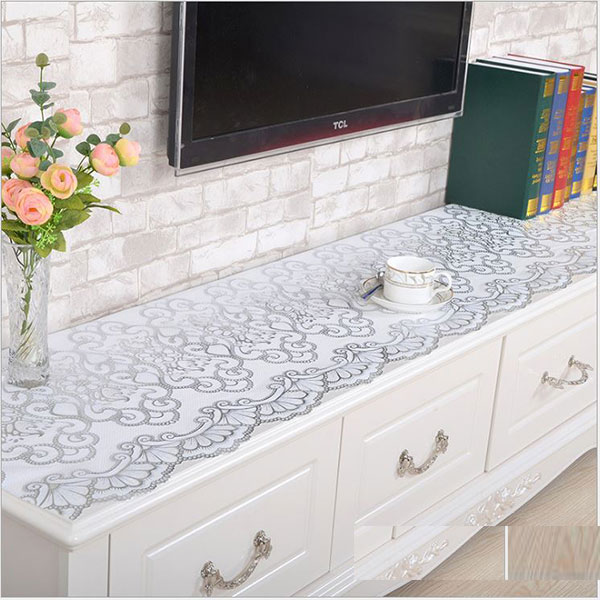 Khăn Trải Bàn Dài Kệ Tivi 50x1m-2m5 Nhũ Vàng Chống Thấm Bẩn Sang Trọng
