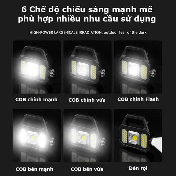 Đèn pin siêu sáng đa năng 6 chế độ chiếu xa 200m, đèn led năng lượng mặt trời xách tay chống thấm nước IPX6- YD2205A