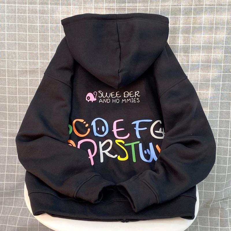 Áo Khoác Hoodie Zip ABC Form Rộng Oversize Unisex Vải Nỉ