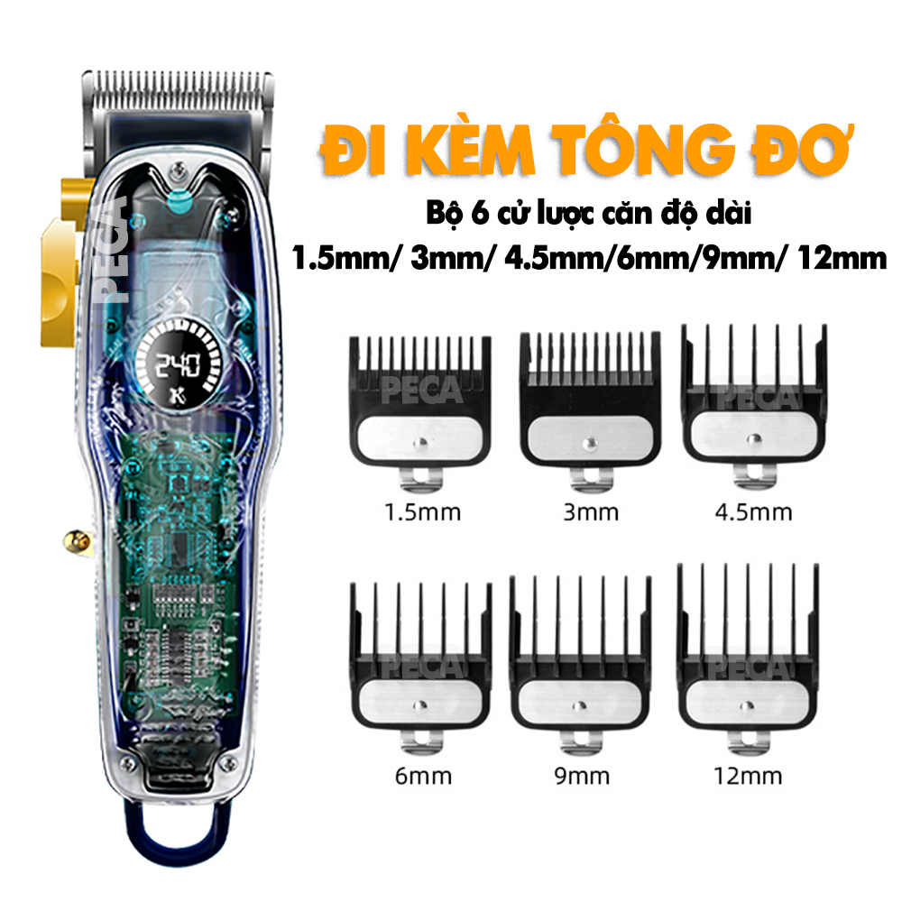 Tông đơ cắt tóc chuyên nghiệp KEMEI KM-2709PG điều chỉnh 2 mức tốc độ, sử dụng sạc USB sạc nhanh pin trâu 3h, có màn hình LCD hiển thị tăng đơ cắt tóc trẻ em và người lớn dùng cho gia đình, salon tiệm tóc barber - Hãng phân phối chính thức