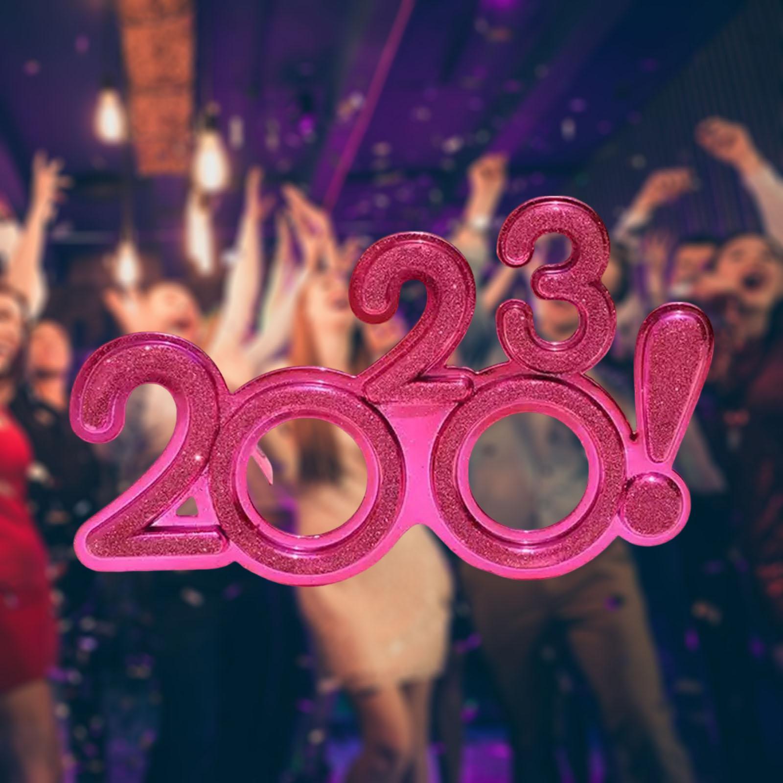 New Years Glasses Decorations Eve Party Supplies Funny Glitter 2023 Glasses for Celebration Adults