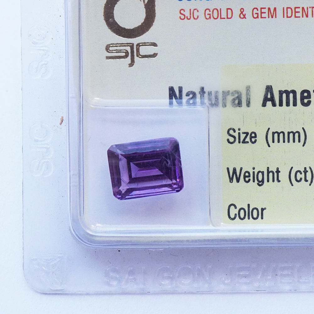 Mặt đá thạch anh tím Amethyst tự nhiên mài giác chữ nhật