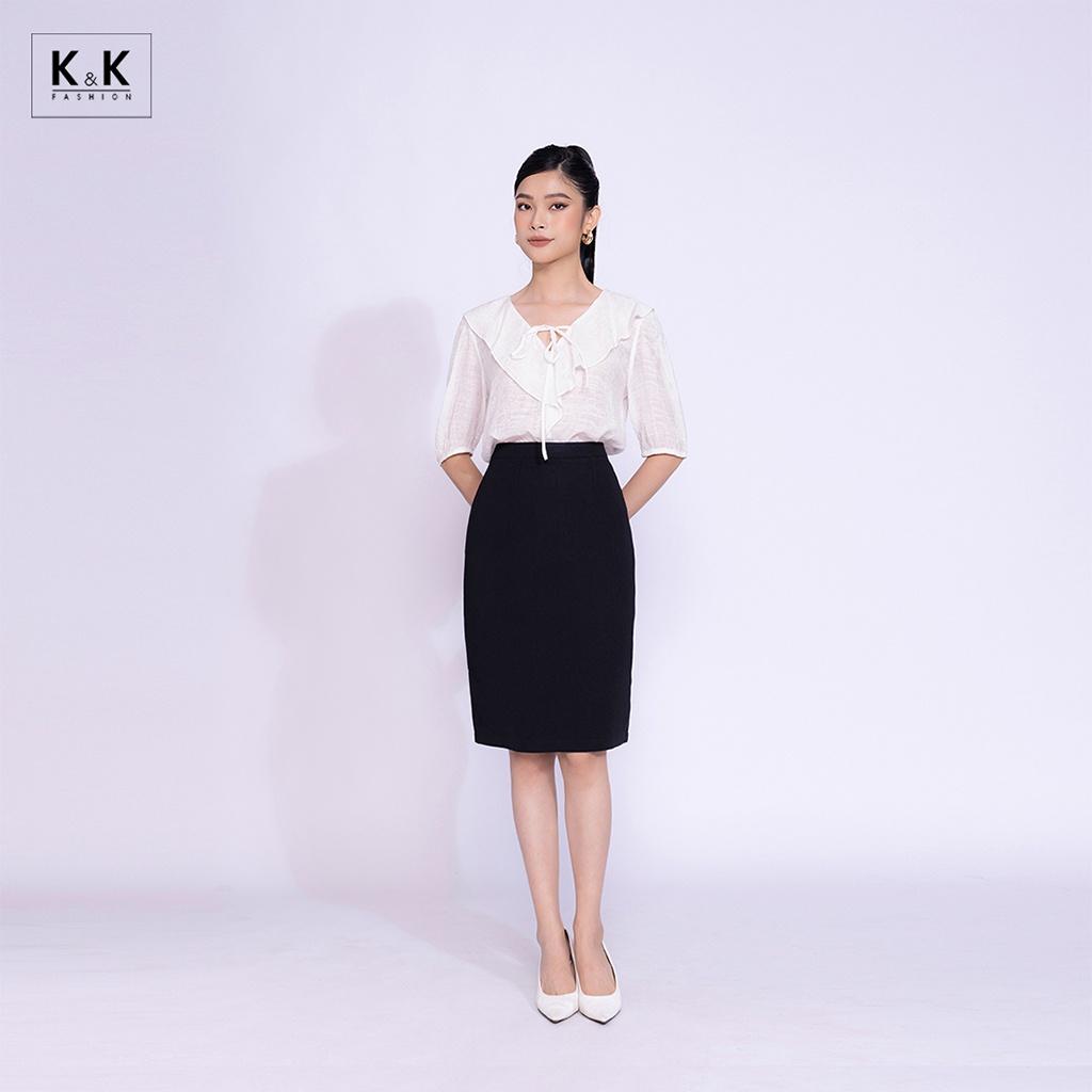 Chân Váy Bút Chì Công Sở Màu Đen K&amp;K Fashion CV05-04 Chất Liệu Tuyết Mưa