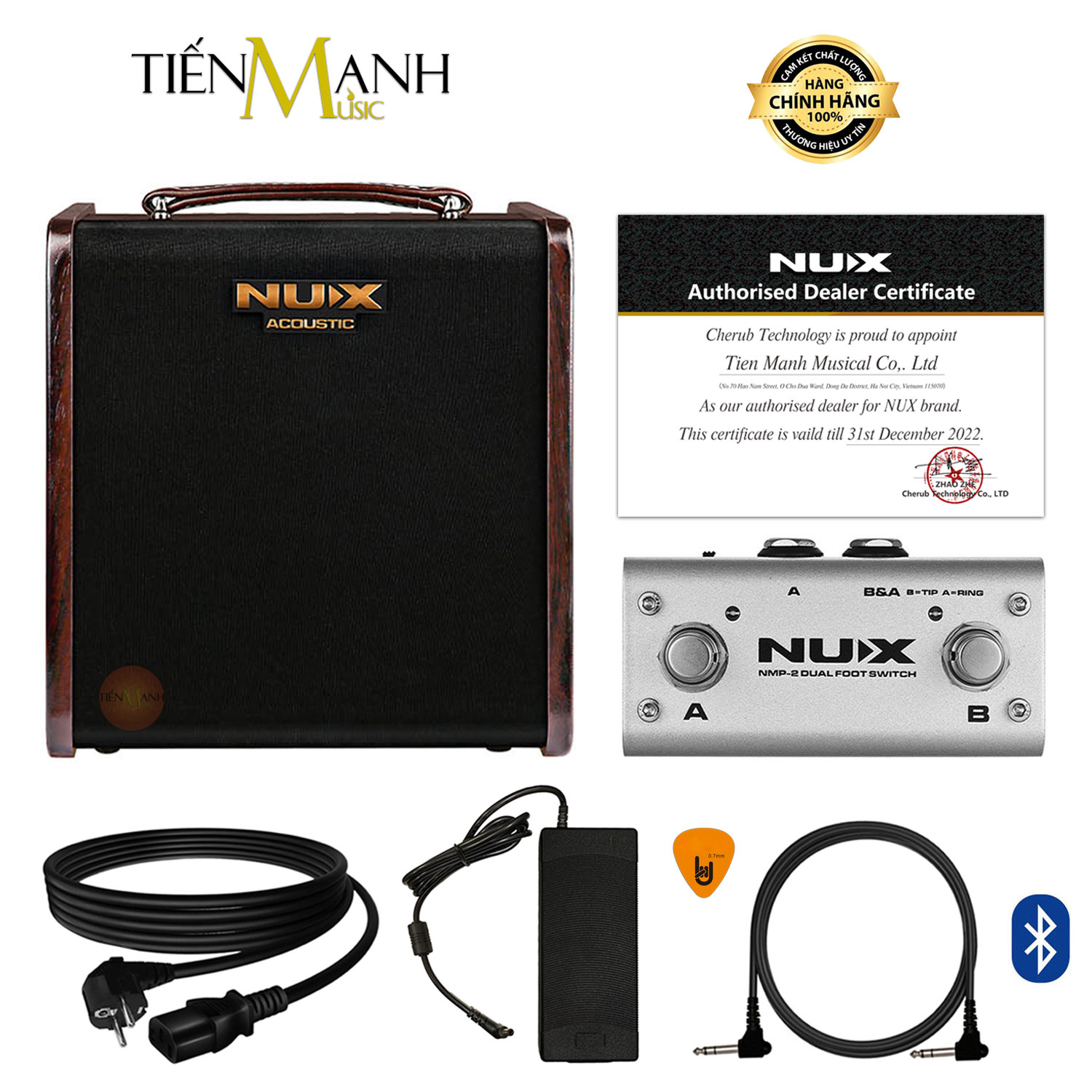 [Pin Sạc, Bluetooth] Amply Guitar Acoustic Nux AC80 - Loa Ampli AC-80 Amplifier Hàng Chính Hãng - Kèm Móng Gẩy DreamMaker