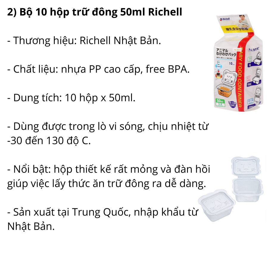 Dụng cụ chứa đồ ăn dặm (khay 12 ngăn & 10 hộp 50ml) + tặng 5 zipper 10x15cm