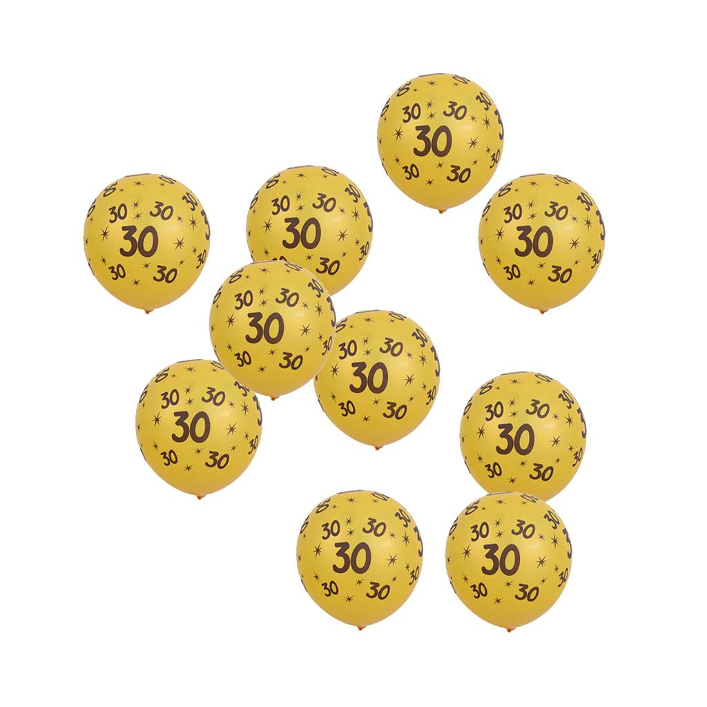 10/set 12in Gold Latex Balloons for Birthday Anniversary Party Number Age