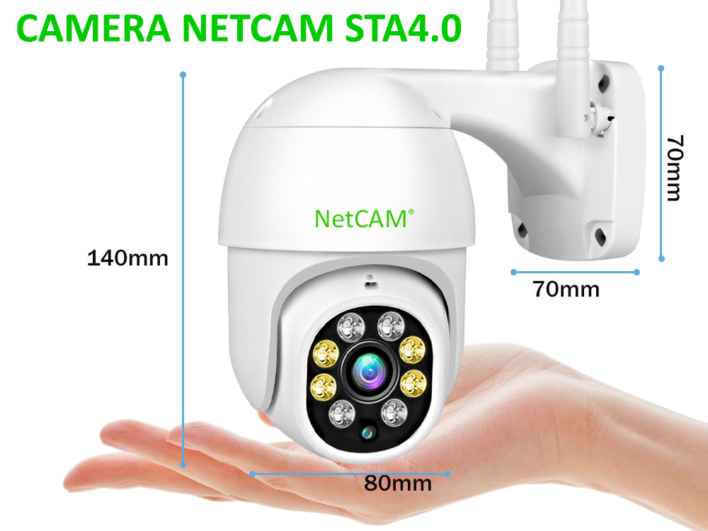 Camera IP Wifi gắn ngoài trời NetCAM STA4.0 (4MP) - Chống Nước Xoay 360 Độ - Quay Đêm Có Màu - Hàng Chính Hãng