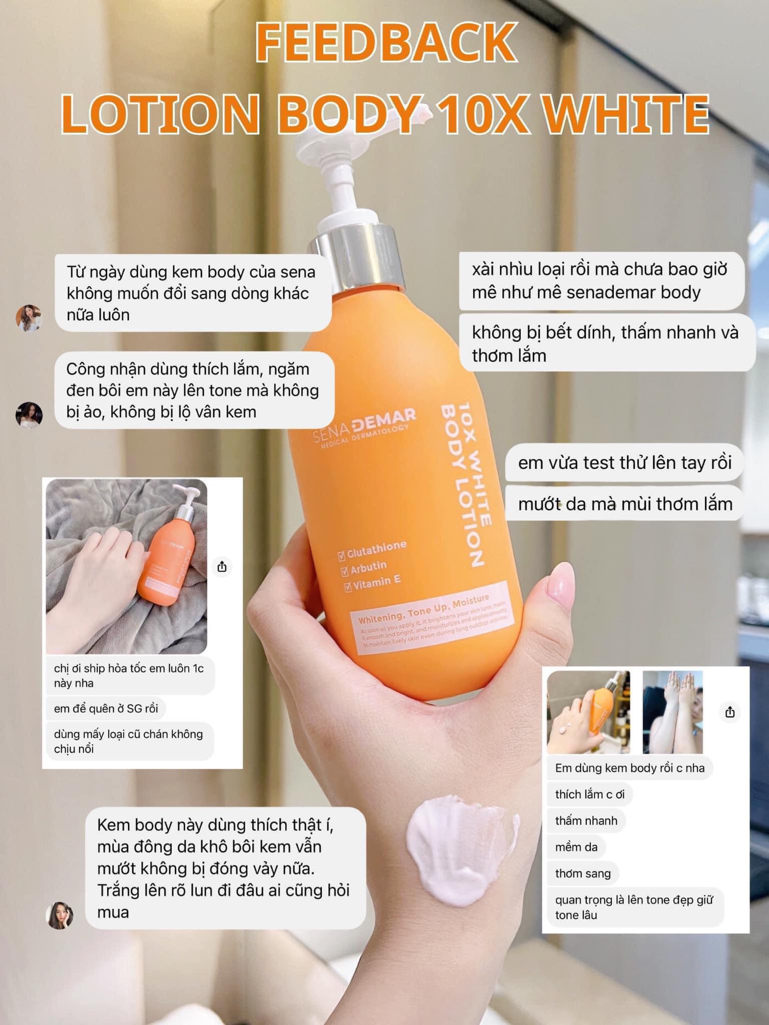 Kem body Senademar 10X white body lotion 300g hạn 2027 dưỡng trắng cấp ẩm phục hồi chuyên sâu cho da