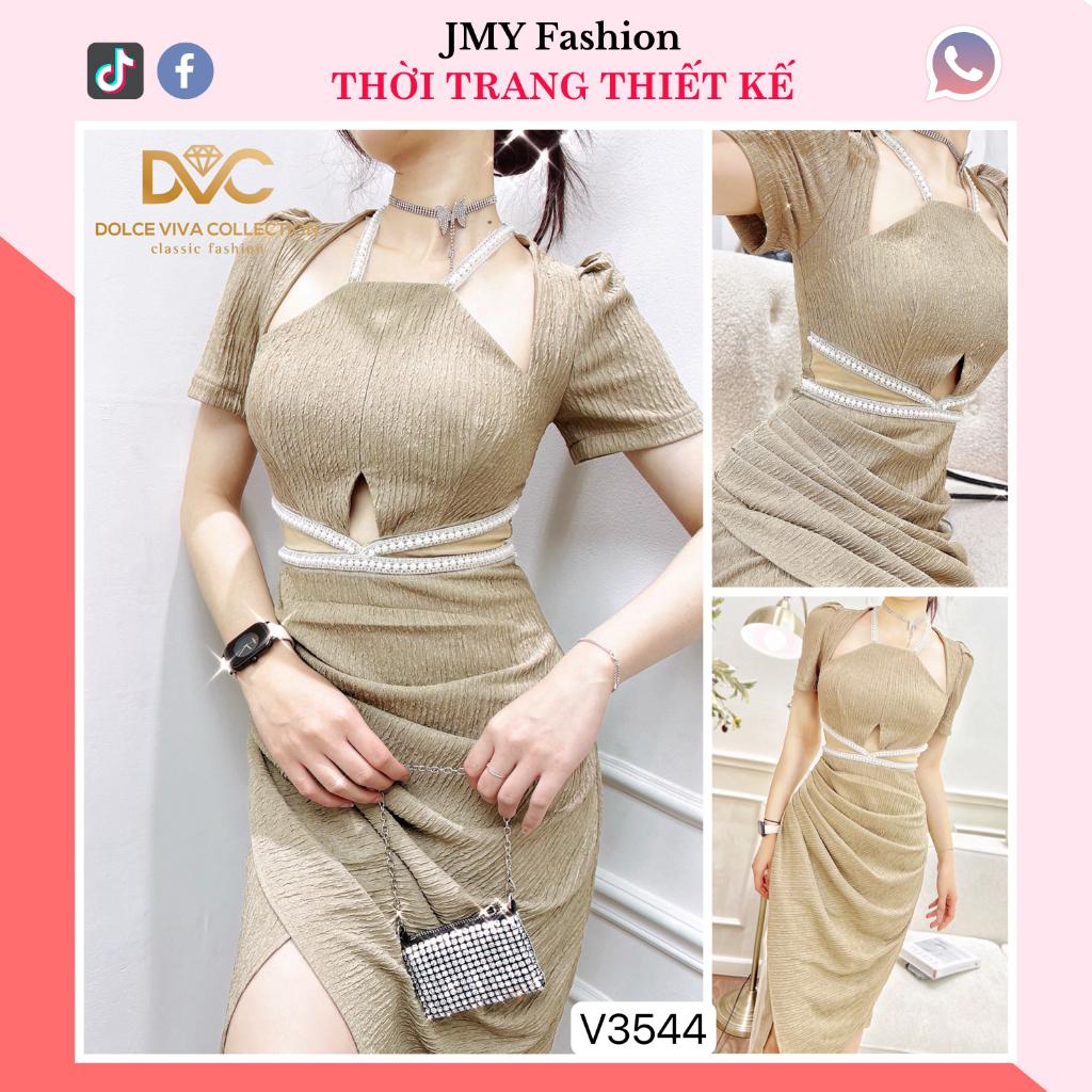 V3544 Váy body khoét eo cổ yếm dự tiệc váy đầm ôm nhún eo sang chảnh